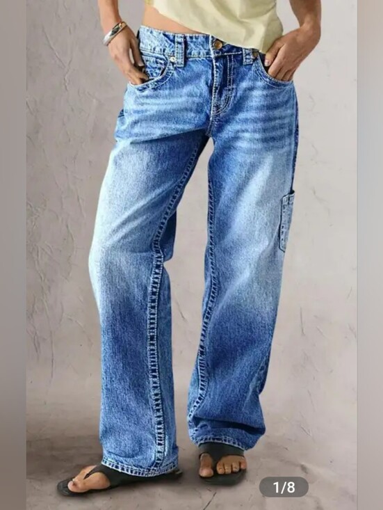 Flamingals Denim - Flamingals Mid Rise Multi Pocket Straight Leg Cargo Jeans NWT Medium